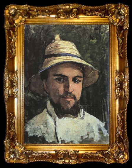 framed  Gustave Caillebotte Self-Portrait in Colonial Helmet, ta009-2